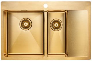 Мойка кухонная Paulmark Union PM537851-BGL левая брашированное золото